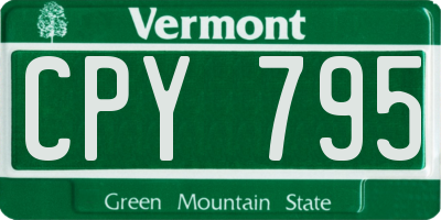 VT license plate CPY795