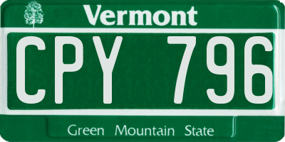 VT license plate CPY796