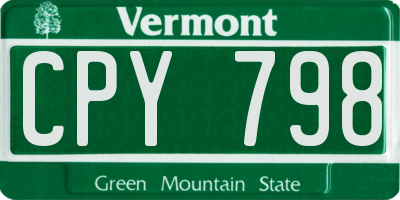 VT license plate CPY798