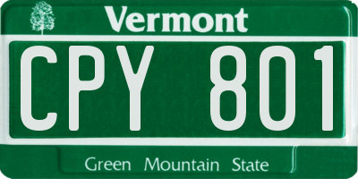 VT license plate CPY801