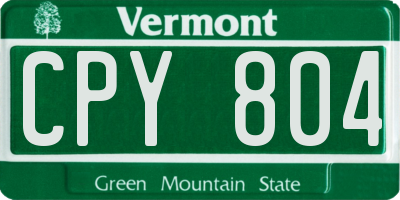 VT license plate CPY804