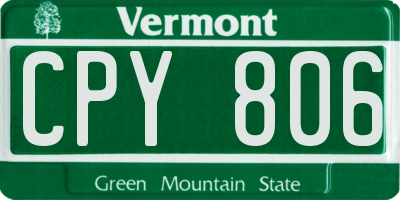 VT license plate CPY806