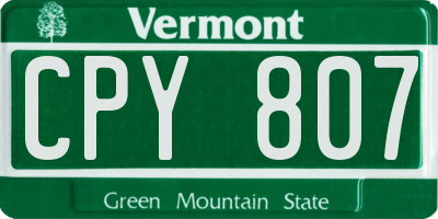 VT license plate CPY807