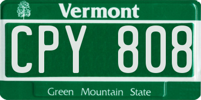 VT license plate CPY808