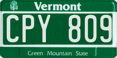VT license plate CPY809