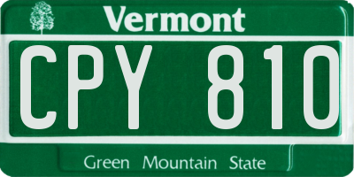 VT license plate CPY810