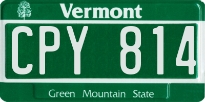 VT license plate CPY814