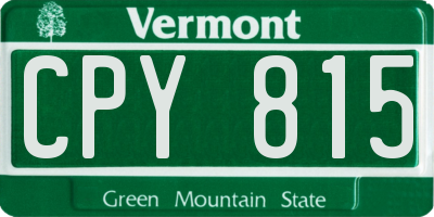 VT license plate CPY815