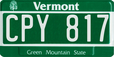 VT license plate CPY817