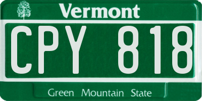 VT license plate CPY818