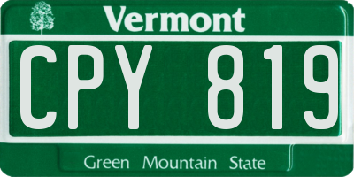 VT license plate CPY819