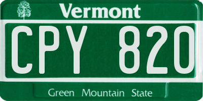VT license plate CPY820