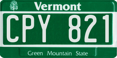 VT license plate CPY821