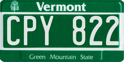 VT license plate CPY822