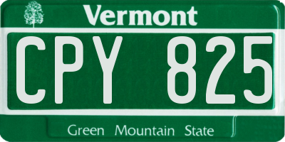 VT license plate CPY825