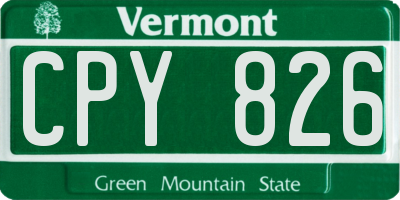 VT license plate CPY826