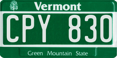 VT license plate CPY830
