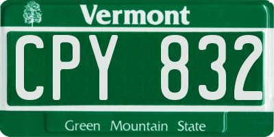 VT license plate CPY832