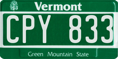 VT license plate CPY833