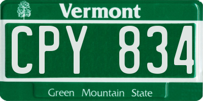 VT license plate CPY834
