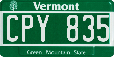 VT license plate CPY835