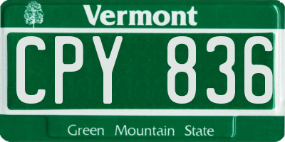 VT license plate CPY836