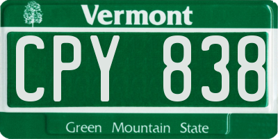VT license plate CPY838