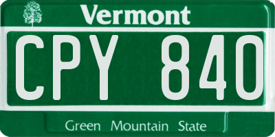 VT license plate CPY840