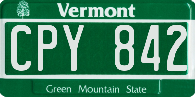 VT license plate CPY842