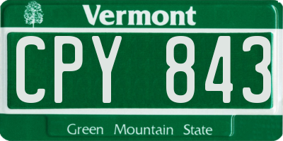 VT license plate CPY843