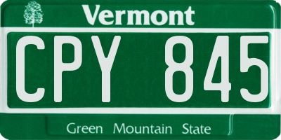 VT license plate CPY845