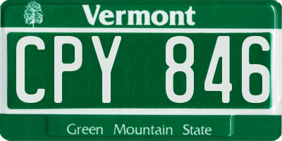 VT license plate CPY846