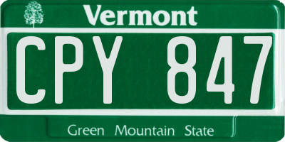 VT license plate CPY847
