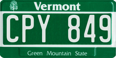 VT license plate CPY849