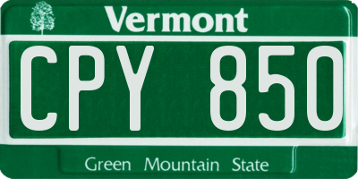 VT license plate CPY850