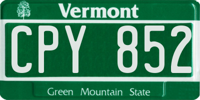 VT license plate CPY852