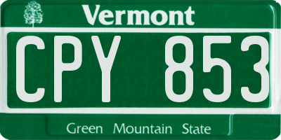 VT license plate CPY853