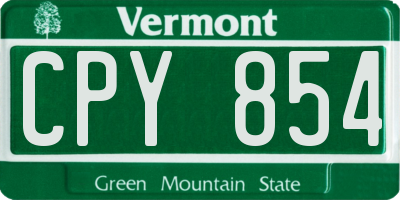 VT license plate CPY854