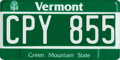 VT license plate CPY855