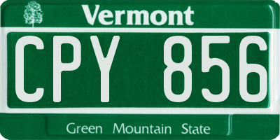 VT license plate CPY856