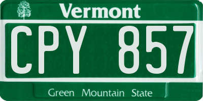 VT license plate CPY857
