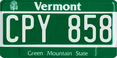 VT license plate CPY858