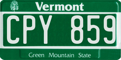 VT license plate CPY859