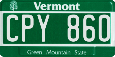 VT license plate CPY860