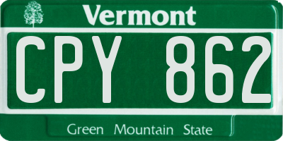 VT license plate CPY862