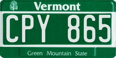 VT license plate CPY865