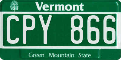 VT license plate CPY866