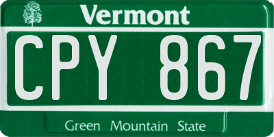 VT license plate CPY867