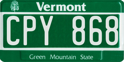 VT license plate CPY868