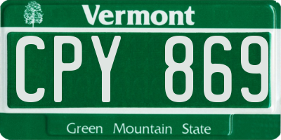 VT license plate CPY869